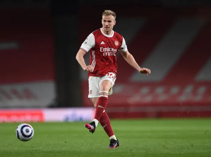 Framed Print : Arsenal's Rob Holding in Action against Everton - Premier League 2020-21