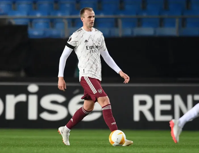 Framed Print : Arsenal's Rob Holding in Action against Molde FK in UEFA Europa League