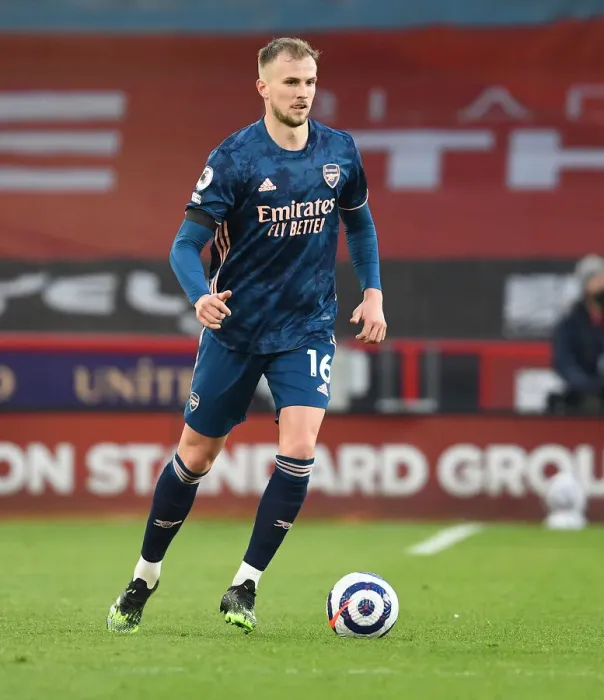 Framed Print : Arsenal's Rob Holding at Empty Bramall Lane: Premier League 2021 - Sheffield United vs Arsenal