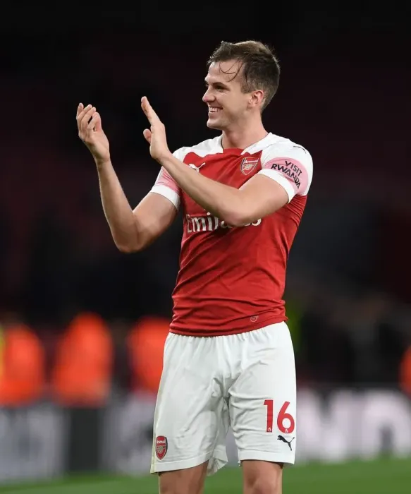 Framed Print : Arsenal's Rob Holding Celebrates with Fans after Derby Win over Tottenham