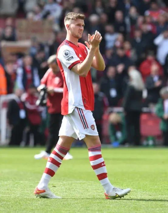 Framed Print : Arsenal's Rob Holding Celebrates with Fans after Victory over Manchester United (2021-22) Framed Print : Arsenal's Rob Holding Celebrates with Fans after Victory over Manchester United (2021-22)