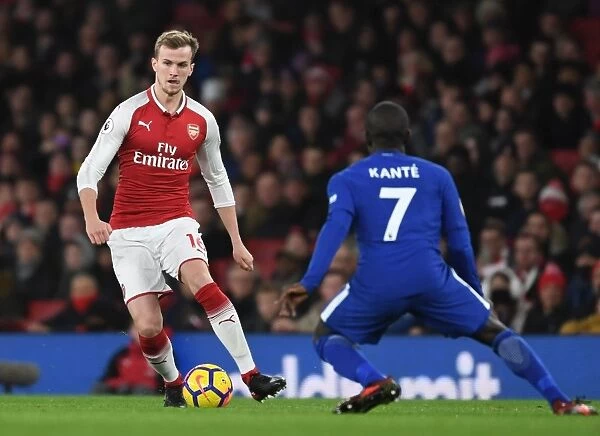 Arsenal's Rob Holding Clashes with Chelsea's N'Golo Kante in Premier League Showdown
