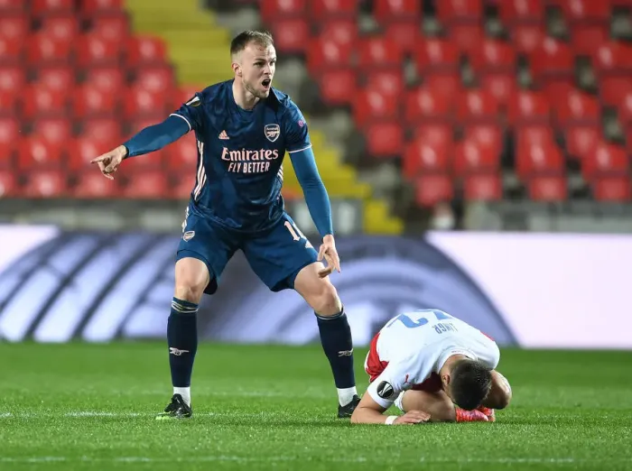 Framed Print : Arsenal's Rob Holding in Empty Eden Arena: Arsenal vs. Slavia Praha, UEFA Europa League Quarterfinal, Prague, 2021 Framed Print : Arsenal's Rob Holding in Empty Eden Arena: Arsenal vs. Slavia Praha, UEFA Europa League Quarterfinal, Prague, 2021