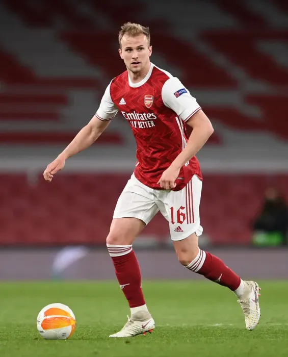 Framed Print : Arsenal's Rob Holding at Empty Emirates Stadium: UEFA Europa League Semi-Final vs Villarreal (2020-21)