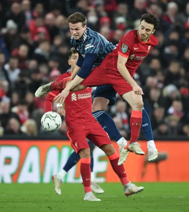 Framed Print : Arsenal's Rob Holding Faces Off Against Liverpool's Diogo Jota in Carabao Cup Semi-Final Clash Framed Print : Arsenal's Rob Holding Faces Off Against Liverpool's Diogo Jota in Carabao Cup Semi-Final Clash