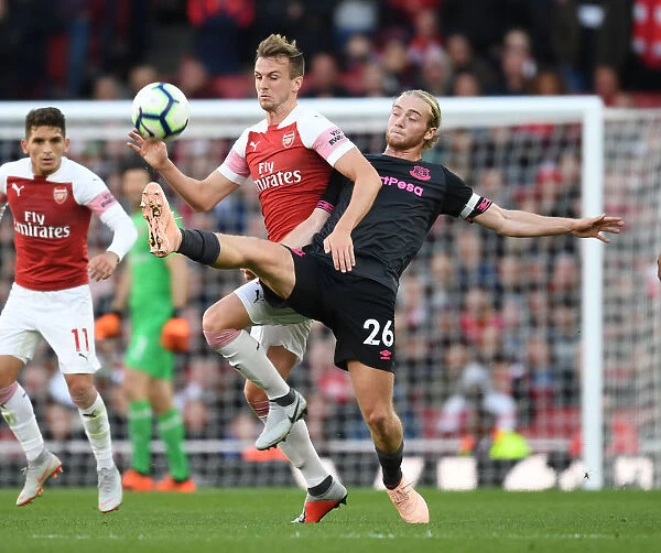 Arsenal's Rob Holding Fends Off Everton's Tom Davies in Intense Premier League Clash