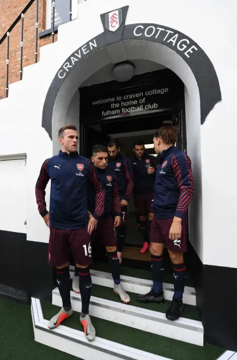 Framed Print : Arsenal's Rob Holding and Lucas Torreira Pre-Match Huddle vs Fulham, Premier League 2018-19