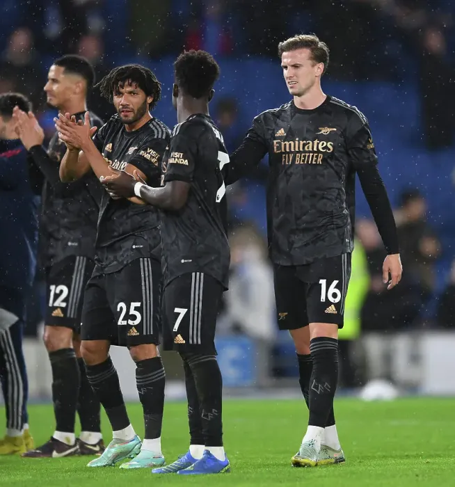 Framed Print : Arsenal's Rob Holding Reacts After Brighton Clash - Premier League 2022-23 Framed Print : Arsenal's Rob Holding Reacts After Brighton Clash - Premier League 2022-23