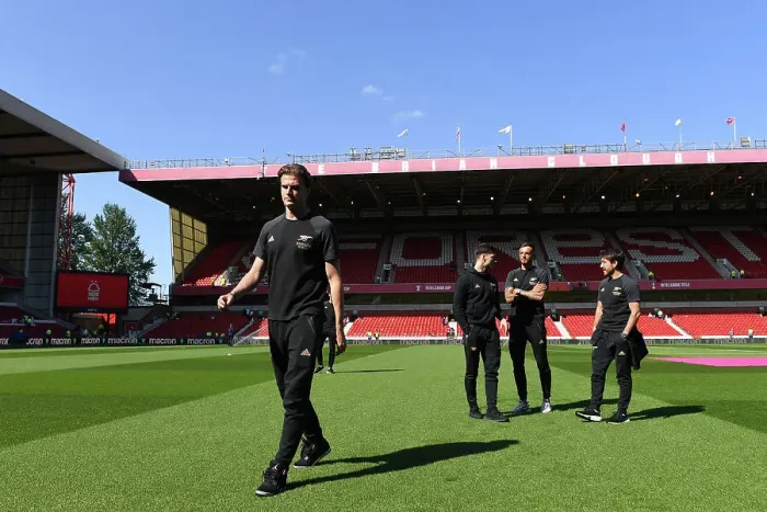 Framed Print : Arsenal's Rob Holding Scouts Nottingham Forest Pitch Ahead of Premier League Clash Framed Print : Arsenal's Rob Holding Scouts Nottingham Forest Pitch Ahead of Premier League Clash