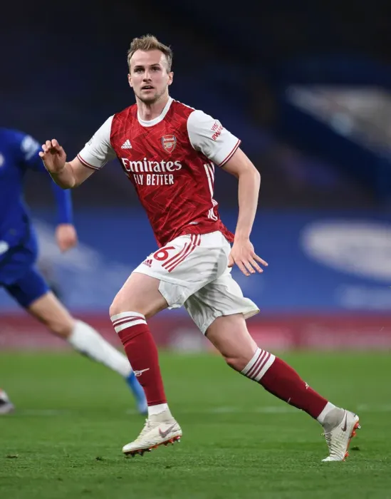 Framed Print : Arsenal's Rob Holding at Empty Stamford Bridge: 2020-21 Premier League Match Amid COVID-19 Restrictions
