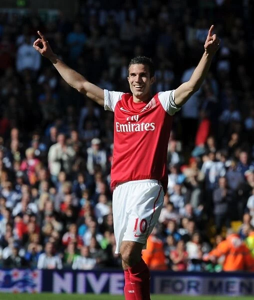 Arsenal's Robin van Persie Celebrates Victory Over West Bromwich Albion (2011-12)