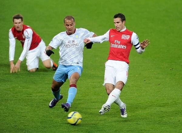 Arsenal's Robin van Persie Clashes with Aston Villa's Gabriel Agbonlahor in FA Cup Showdown