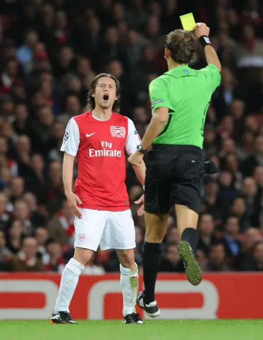 Framed Print : Arsenal's Rosicky Booked in Champions League Clash Against Marseille (2011-12) Framed Print : Arsenal's Rosicky Booked in Champions League Clash Against Marseille (2011-12)