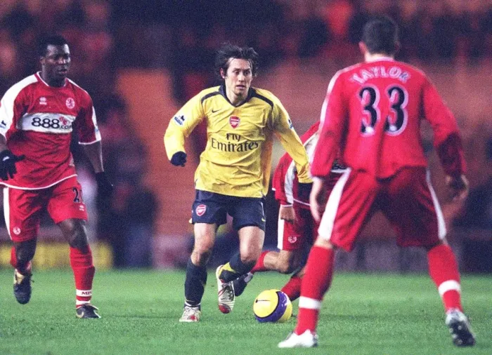 Framed Print : Arsenal's Rosicky Faces Off Against Middlesbrough's Yakubu and Taylor in 1-1 Premiership Showdown at Riverside Stadium, 2007