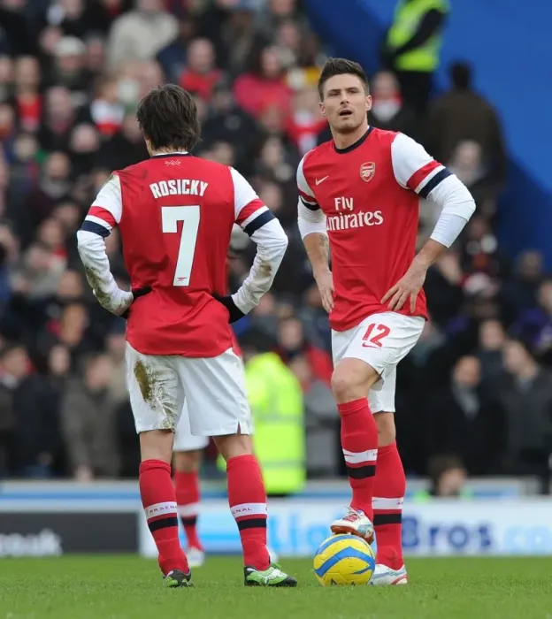 Framed Print : Arsenal's Rosicky and Giroud in FA Cup Action against Brighton & Hove Albion