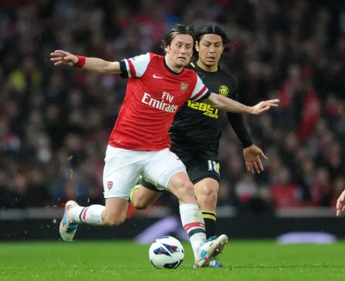 Framed Print : Arsenal's Rosicky Scores in 4-1 Victory over Wigan Athletic, Barclays Premier League, Emirates Stadium (2013) Framed Print : Arsenal's Rosicky Scores in 4-1 Victory over Wigan Athletic, Barclays Premier League, Emirates Stadium (2013)