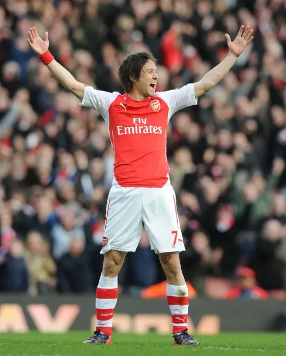 Framed Print : Arsenal's Rosicky Scores Second Goal Against Everton in 2014-15 Premier League