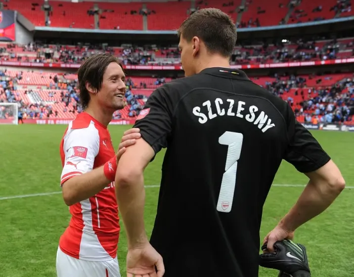 Framed Print : Arsenal's Rosicky and Szczesny Celebrate FA Community Shield Victory over Manchester City Framed Print : Arsenal's Rosicky and Szczesny Celebrate FA Community Shield Victory over Manchester City