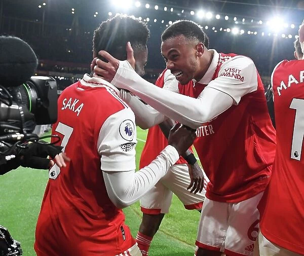 Arsenal's Saka and Gabriel: Celebrating Glory Over Manchester United (2022-23)