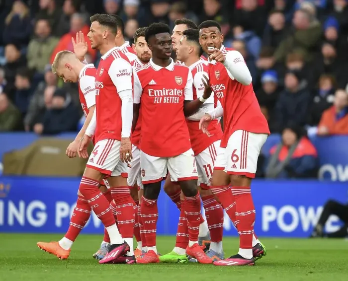 Framed Print : Arsenal's Saka and Gabriel Face Off Against Leicester City in Premier League Clash