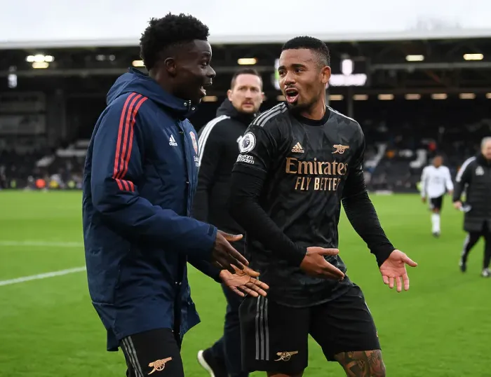 Framed Print : Arsenal's Saka and Jesus: Unstoppable Duo Celebrates Premier League Victory Over Fulham Framed Print : Arsenal's Saka and Jesus: Unstoppable Duo Celebrates Premier League Victory Over Fulham