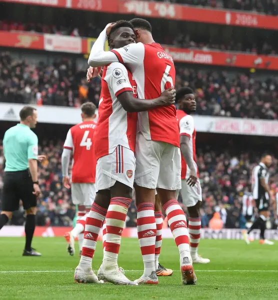 Arsenal FC Print: Saka Scores vs Newcastle United Art