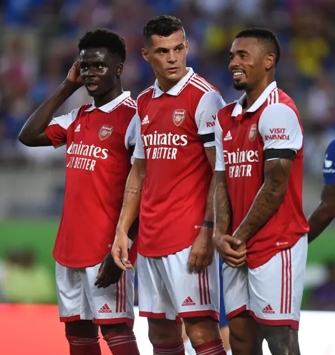 Framed Print : Arsenal's Saka, Xhaka, and Jesus in Action against Chelsea in Florida Cup 2022-23