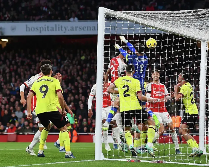 Framed Print : Arsenal's Saliba Scores Second Goal Against Burnley in 2023-24 Premier League