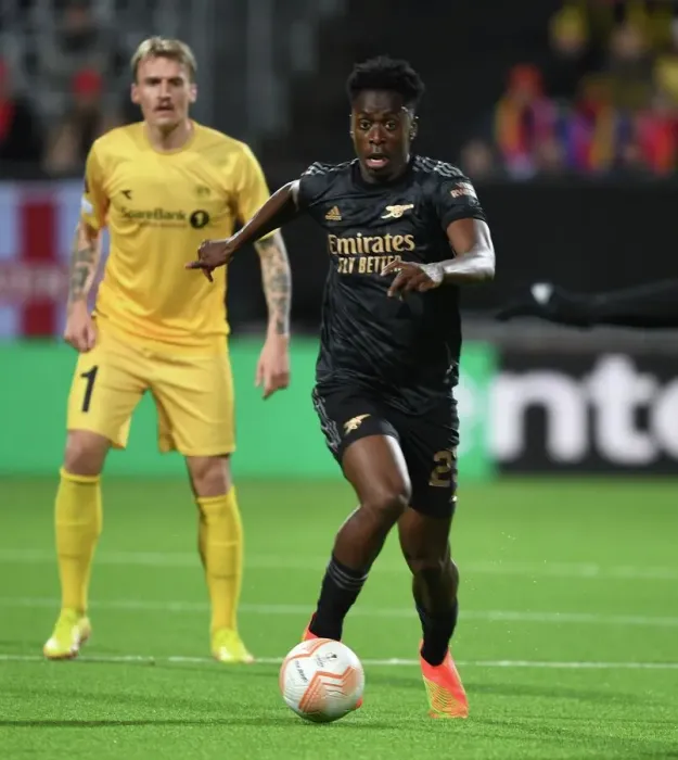 Framed Print : Arsenal's Sambi in Action: Europa League Battle against Bodø / Glimt, Norway, 2022 Framed Print : Arsenal's Sambi in Action: Europa League Battle against Bodø / Glimt, Norway, 2022