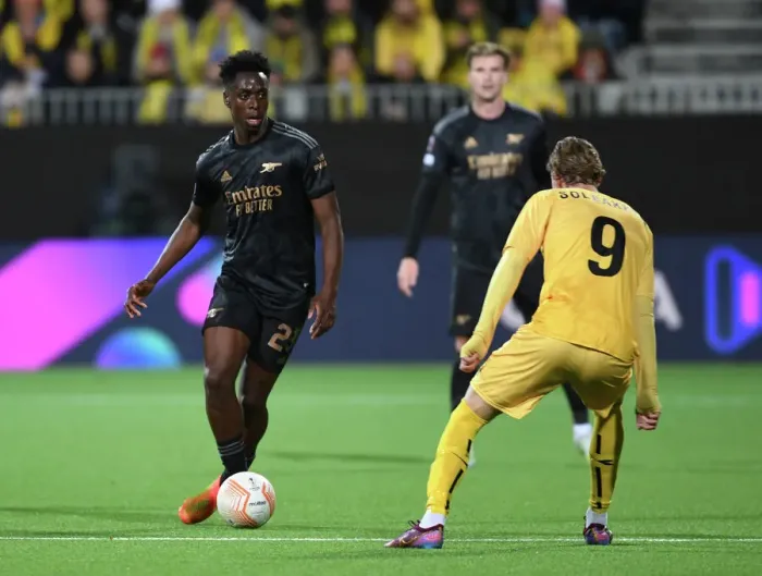 Framed Print : Arsenal's Sambi in Action: Europa League Showdown against Bodø / Glimt (October 2022) Framed Print : Arsenal's Sambi in Action: Europa League Showdown against Bodø / Glimt (October 2022)