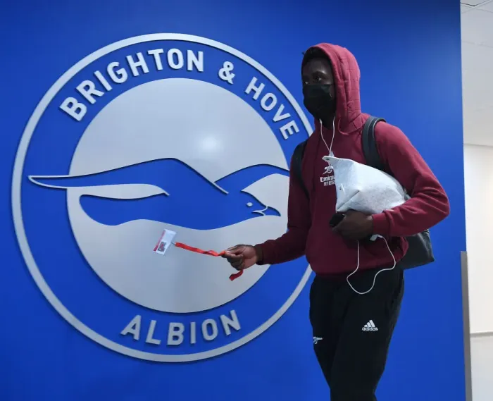 Framed Print : Arsenal's Sambi Before Brighton & Hove Albion Clash in Premier League (2021-22)