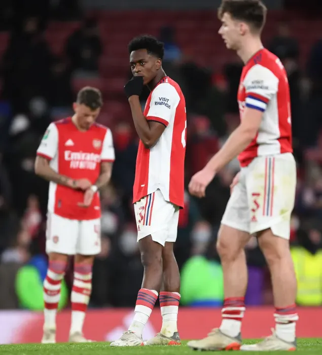 Framed Print : Arsenal's Sambi Reacts After Carabao Cup Semi-Final Second Leg vs Liverpool