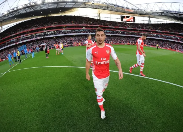 Framed Print : Arsenal's Santi Cazorla: Focused Before Swansea City Clash (2014 / 15)