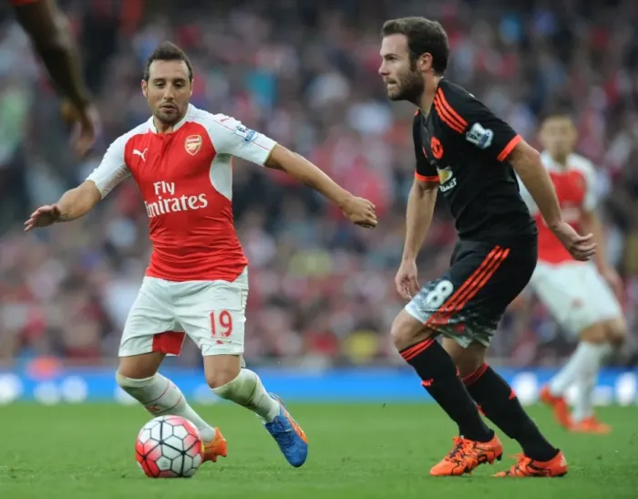 Framed Print : Arsenal's Santi Cazorla Outsmarts Juan Mata: A Moment of Magic from the 2015 / 16 Premier League Clash Framed Print : Arsenal's Santi Cazorla Outsmarts Juan Mata: A Moment of Magic from the 2015 / 16 Premier League Clash