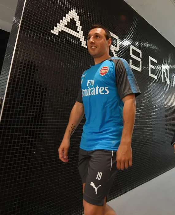 Framed Print : Arsenal's Santi Cazorla: Pre-Match Focus before Semi-Final Clash with Atletico Madrid