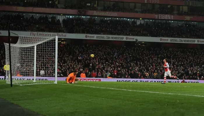 Framed Print : Arsenal's Santi Cazorla Scores Penalty against Newcastle United in 2014 / 15 Premier League Framed Print : Arsenal's Santi Cazorla Scores Penalty against Newcastle United in 2014 / 15 Premier League
