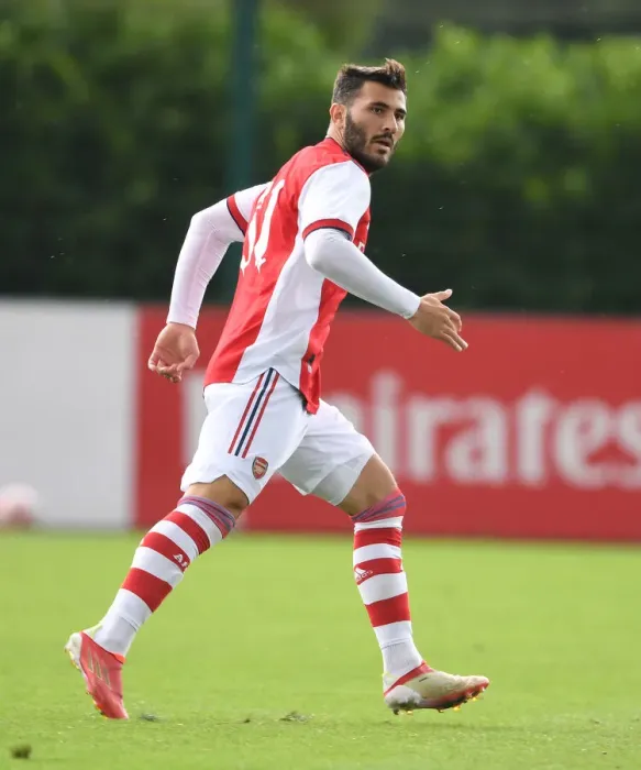 Framed Print : Arsenal's Sead Kolasinac in Action during Arsenal vs. Watford Pre-Season Match, 2021