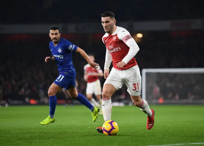 Framed Print : Arsenal's Sead Kolasinac in Action Against Chelsea at Emirates Stadium - Premier League 2018-19 Framed Print : Arsenal's Sead Kolasinac in Action Against Chelsea at Emirates Stadium - Premier League 2018-19
