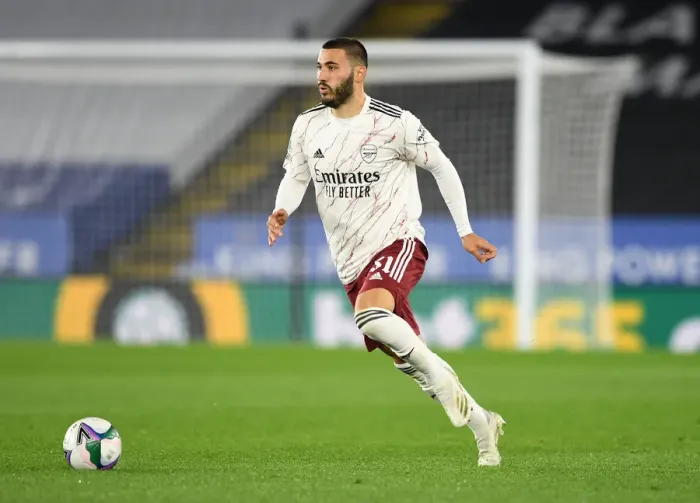 Framed Print : Arsenal's Sead Kolasinac in Action against Leicester City in Carabao Cup Clash