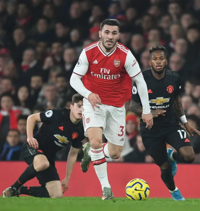 Framed Print : Arsenal's Sead Kolasinac in Action Against Manchester United - Premier League 2019-2020 Framed Print : Arsenal's Sead Kolasinac in Action Against Manchester United - Premier League 2019-2020