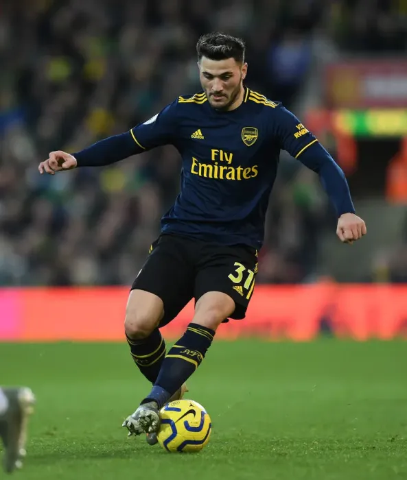 Framed Print : Arsenal's Sead Kolasinac in Action: Norwich City vs Arsenal (Premier League 2019-20)