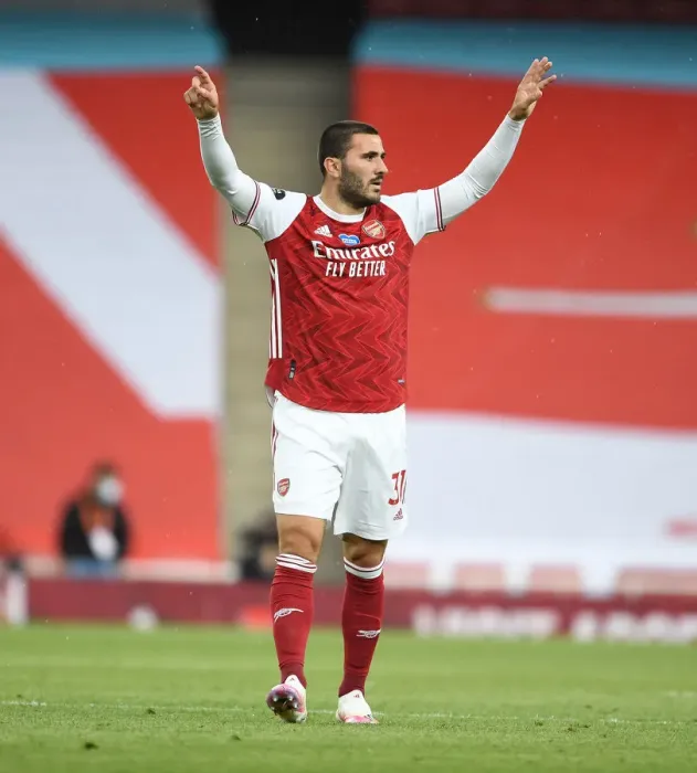 Framed Print : Arsenal's Sead Kolasinac in Action Against Watford in 2019-20 Premier League
