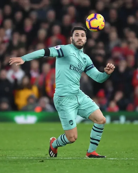 Framed Print : Arsenal's Sead Kolasinac Faces Off Against Liverpool in Premier League Clash