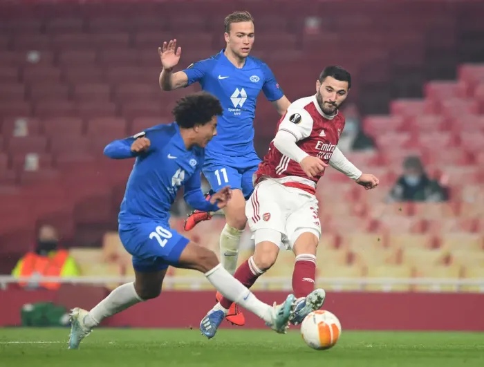 Framed Print : Arsenal's Sead Kolasinac Faces Off Against Molde in Europa League Match at Emirates Stadium Framed Print : Arsenal's Sead Kolasinac Faces Off Against Molde in Europa League Match at Emirates Stadium