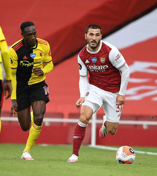 Arsenal's Sead Kolasinac Surges Past Danny Welbeck in Arsenal v Watford Clash (2019-20)