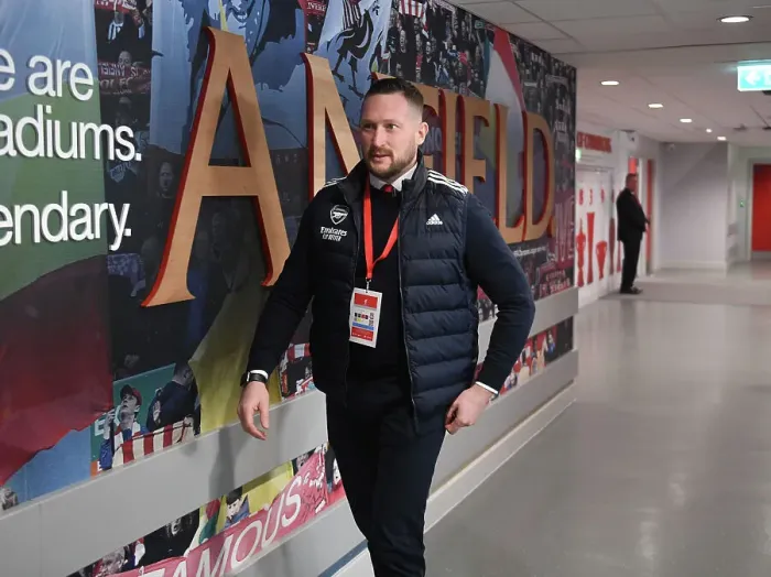 Framed Print : Arsenal's Security Guard Braces for Liverpool-Arsenal Clash in Premier League (2022-23)