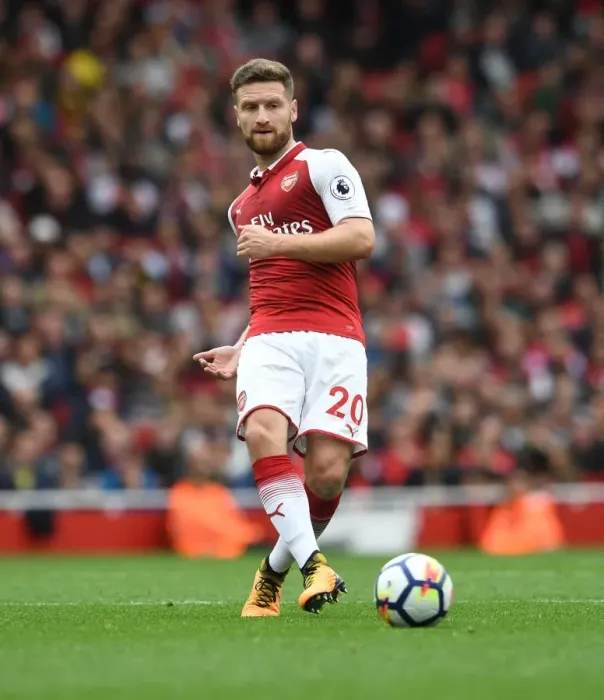 Framed Print : Arsenal's Shkodran Mustafi in Action against Brighton & Hove Albion (2017-18)