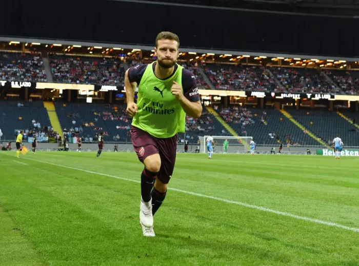 Framed Print : Arsenal's Shkodran Mustafi in Action against SS Lazio during Pre-Season Friendly in Stockholm, 2018