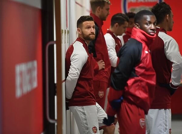 Arsenal's Shkodran Mustafi in the Changing Room Before Arsenal v Crystal Palace, Premier League 2017-18