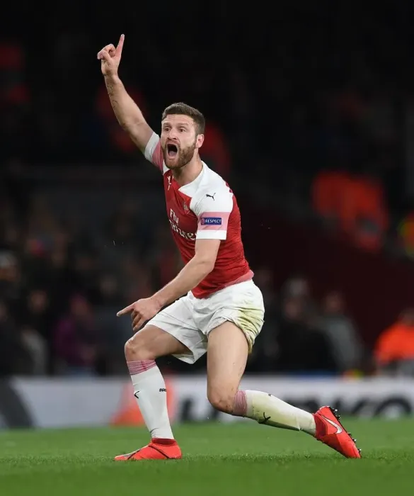 Framed Print : Arsenal's Shkodran Mustafi Focuses in UEFA Europa League Semi-Final vs Valencia